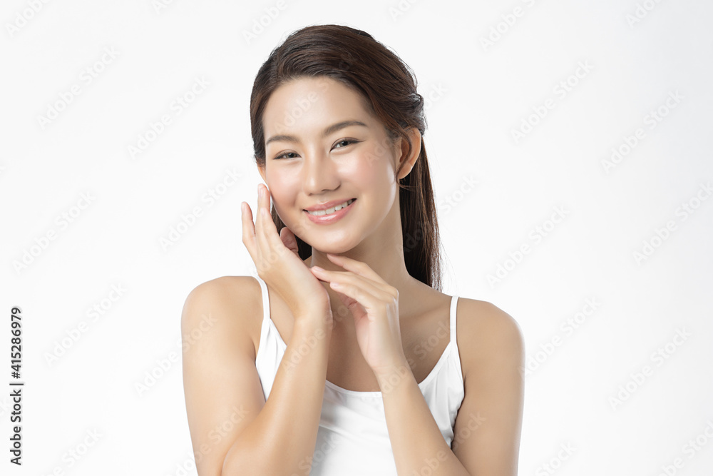 Beautiful young asian woman with clean fresh skin on white background, Face care, Facial treatment, Cosmetology, beauty and spa, Asian women portrait Beautiful young asian woman with clean fresh skin on white background, Face care, Facial treatment, Cosmetology, beauty and spa, Asian women portrait