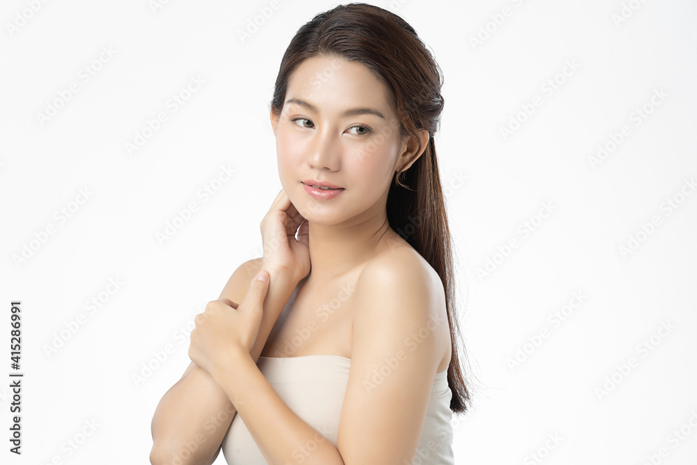 Beautiful young asian woman with clean fresh skin on white background, Face care, Facial treatment, Cosmetology, beauty and spa, Asian women portrait Beautiful young asian woman with clean fresh skin on white background, Face care, Facial treatment, Cosmetology, beauty and spa, Asian women portrait