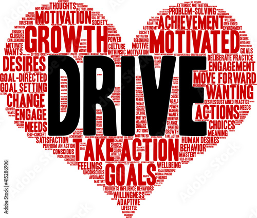 Drive Word Cloud on a white background. 