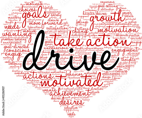 Drive Word Cloud on a white background. 