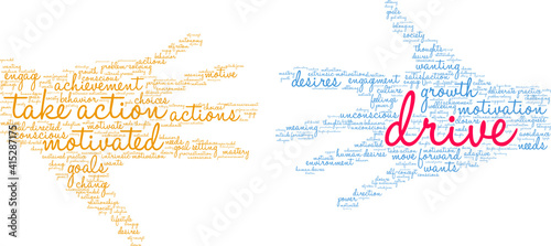 Drive Word Cloud on a white background. 