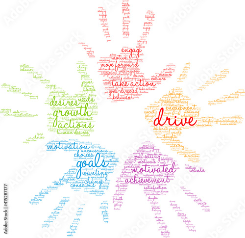 Drive Word Cloud on a white background. 