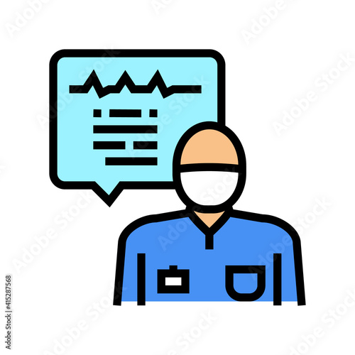 anesthesiologist monitoring heart rate color icon vector. anesthesiologist monitoring heart rate sign. isolated symbol illustration