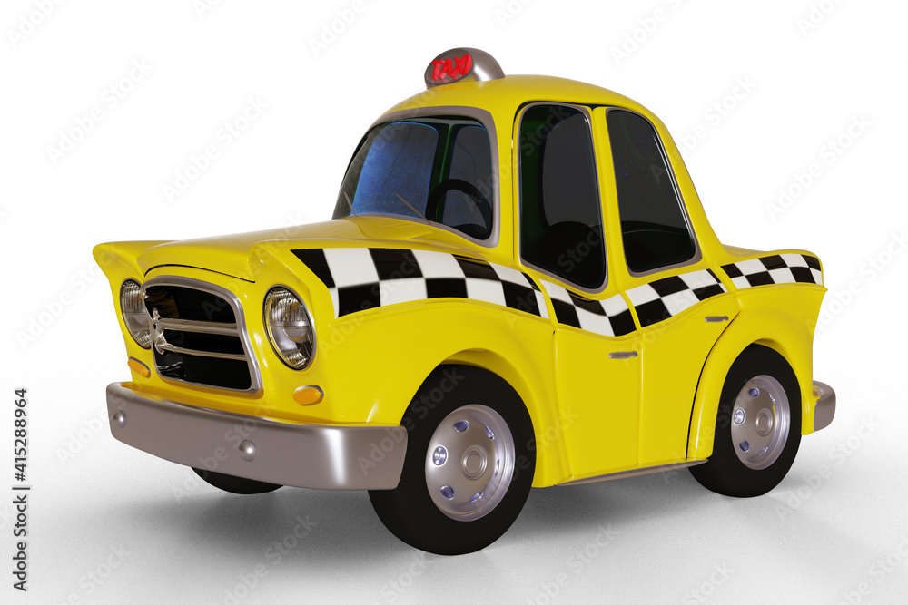 Fototapeta premium Taxicab isolated on white. 3D illustration.