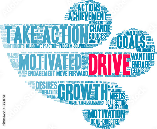 Drive Word Cloud on a white background. 