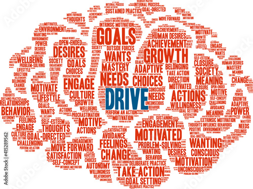 Drive Word Cloud on a white background. 