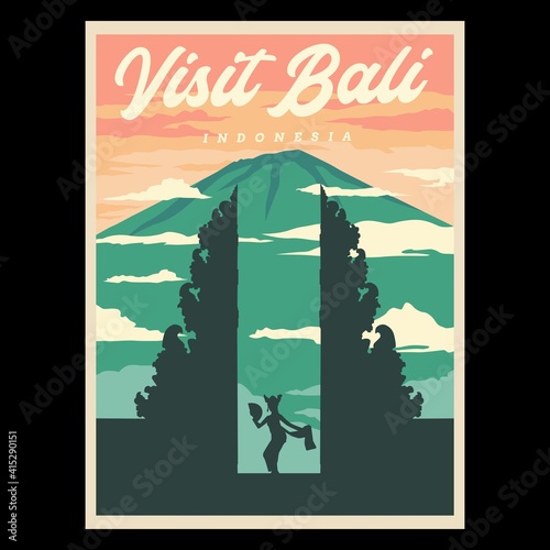 Visit Bali Retro Poster