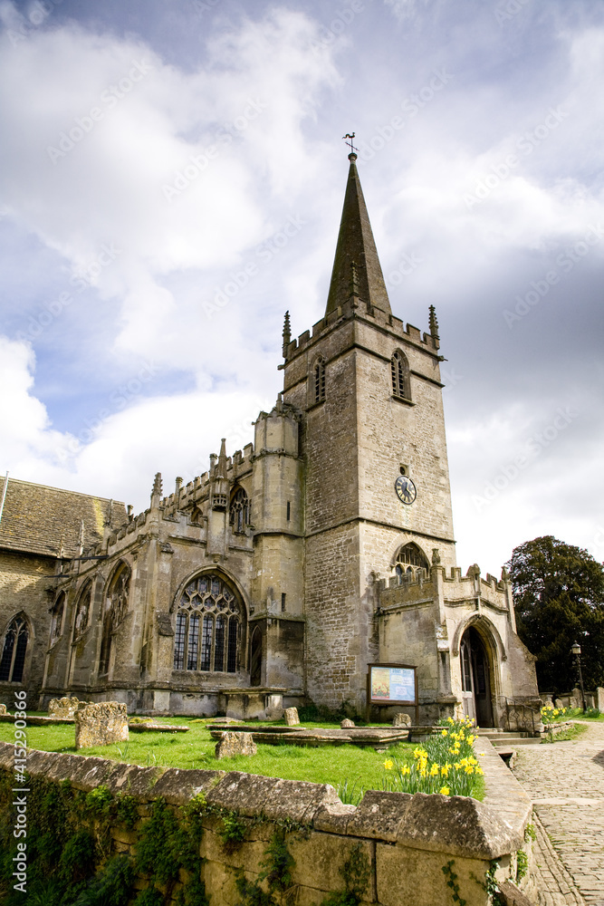 view of St. Cyriac's Church, Lacock, Wiltshire, UK