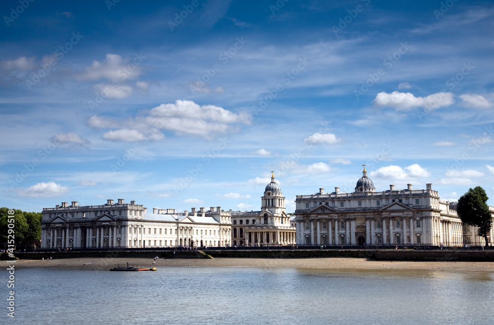 view of the Queen's House, Greenwich, London from the River Thames