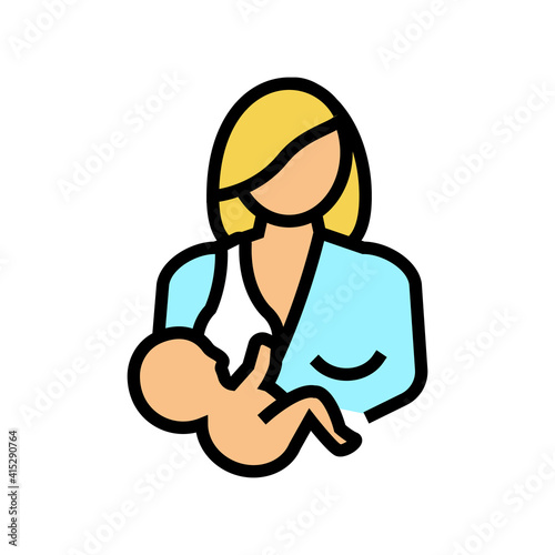 mother feeding baby color icon vector. mother feeding baby sign. isolated symbol illustration