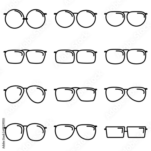 Set of differents glasses, isolated on white background.