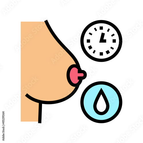 breastfeeding by hour color icon vector. breastfeeding by hour sign. isolated symbol illustration