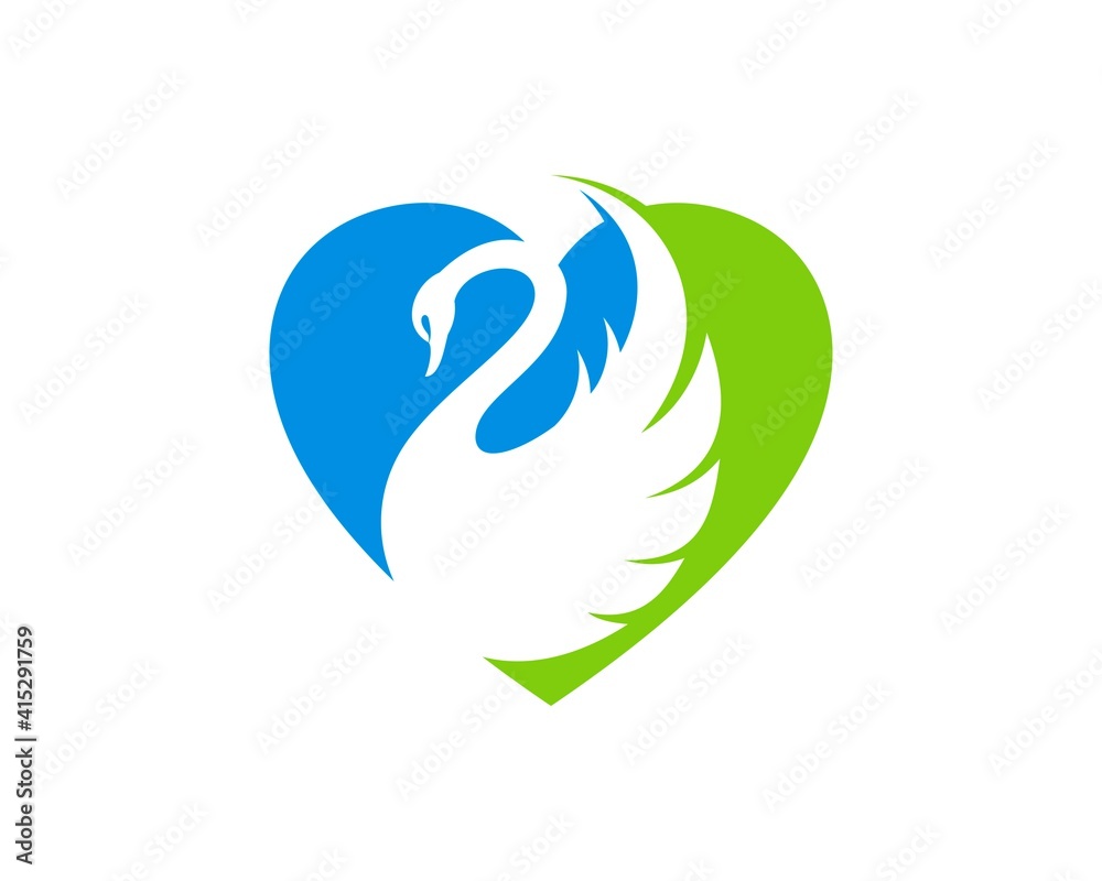 Simple love shape with swan inside Simple love shape with swan inside