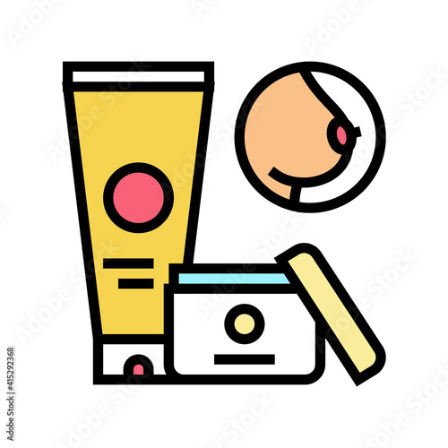 nipple oitment and cream for breast color icon vector. nipple oitment and cream for breast sign. isolated symbol illustration