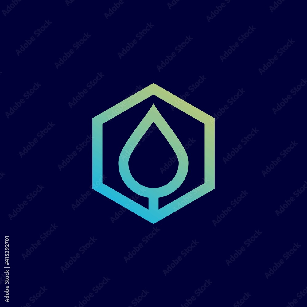 water hexagons vector logo design template style line water hexagons vector logo design template style line