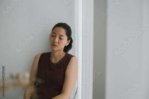 sad serious illness woman.depressed emotion panic attacks alone sick people fear stressful crying.stop abusing domestic violence,help person with health anxiety,thinking bad frustrated exhausted