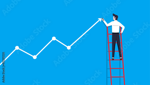 Businessman drawing arrow line symbol. Business success and career growth vector illustration