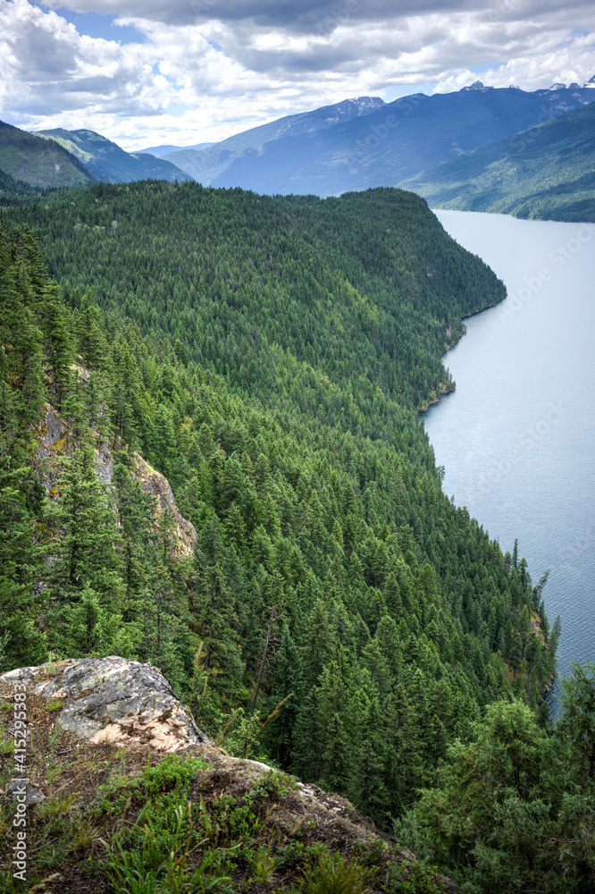view of Slocan Lake, BC, Canada, overlooking Valhalla Provincial Park