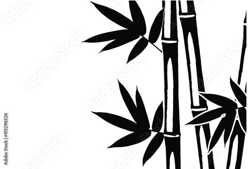 Fototapeta Naklejka Na Ścianę i Meble -  Bamboo leaf composition in design. Vector romantic landscape with bamboo trees on a white and gray background, and various attractive colors make an exclusive design
