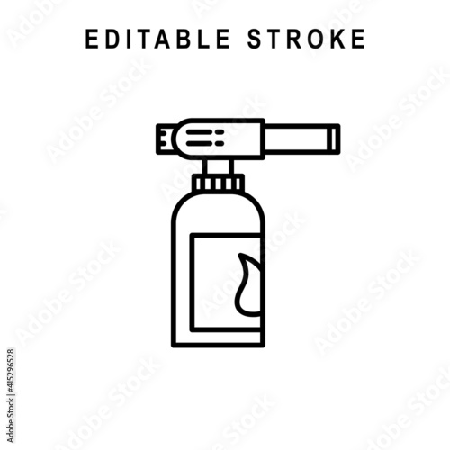 Blow Torch Outline Icon. Blow Torch Line Art Logo. Vector Illustration. Isolated on White Background. Editable Stroke