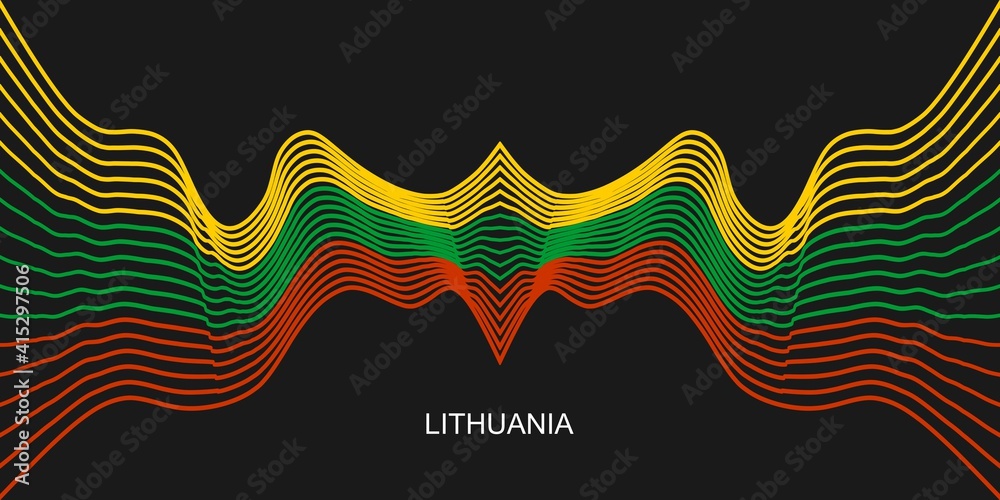 Obraz premium Flags of Lithuania. Independence day celebration card concept. Waved stripes