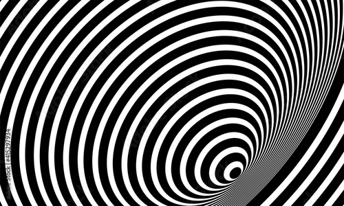 stock illustration abstract optical art illusion of striped geometric black white surface flowing like a part 2