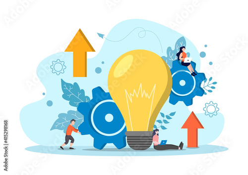 Idea Startup Flat Illustration of business Development process, Innovation product, and creative idea.