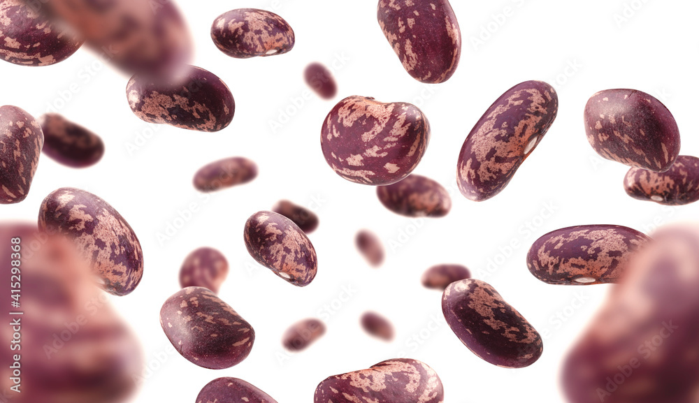 Red beans levitate on a white background Red beans levitate on a white background