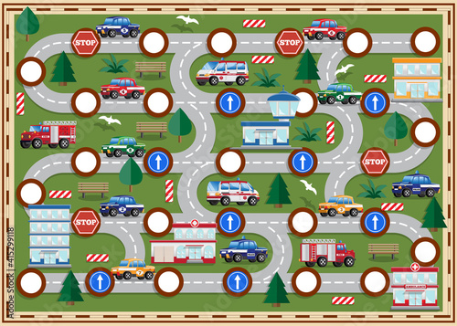 Car Racing. Board game. Vector illustration.