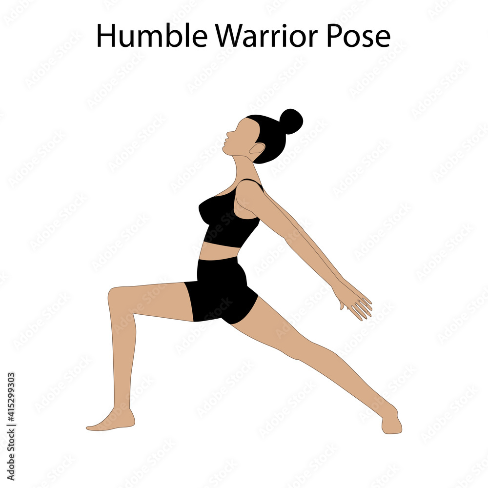 Humble warrior pose yoga workout. Healthy lifestyle vector illustration Humble warrior pose yoga workout. Healthy lifestyle vector illustration