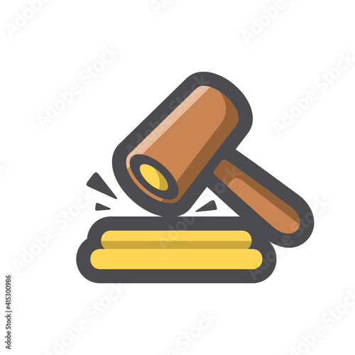 Gavel Hammer Court Vector icon Cartoon illustration.