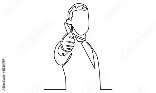 Continue line of man shows thumb up
