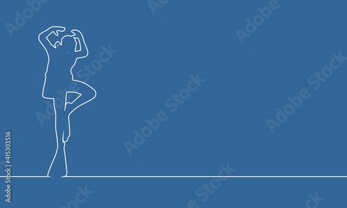 Silhouette of diver. Icon diver. The concept of sport diving. Thin line style. Place for text