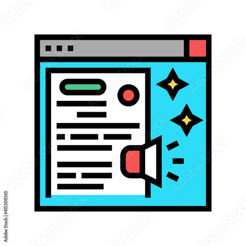 distributing press release color icon vector. distributing press release sign. isolated symbol illustration