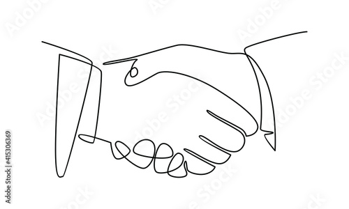 Continue line of businessman handshake