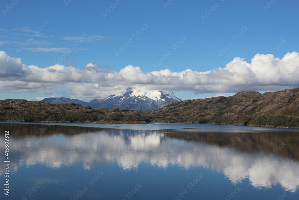 Reflections in the Chilean fjords, Patagonia, southern Chile.