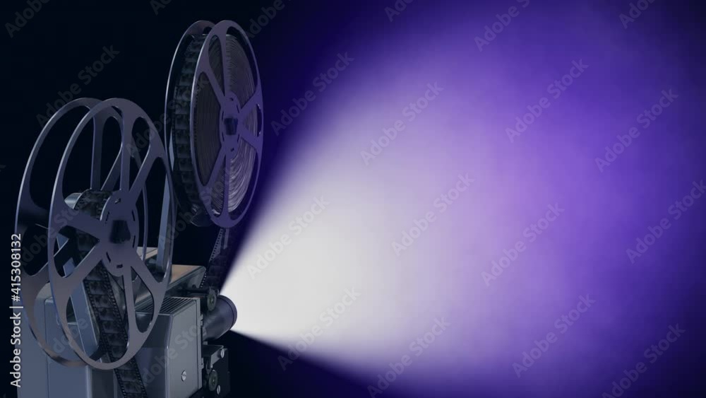 Film projector with empty cinema screen