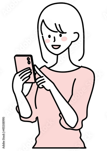 スマホを操作する女性