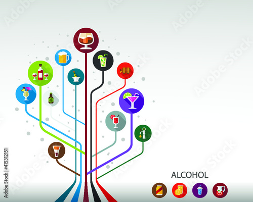 Alcohol flat icon concept. Vector illustration. Element template for design.
