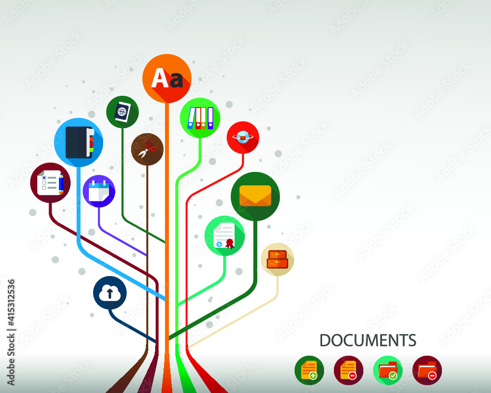 Obraz premium Documents flat icon concept. Vector illustration. Element template for design.