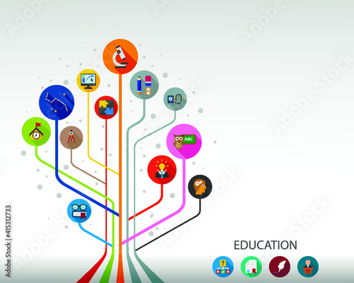 Education flat icon concept. Vector illustration. Element template for design.