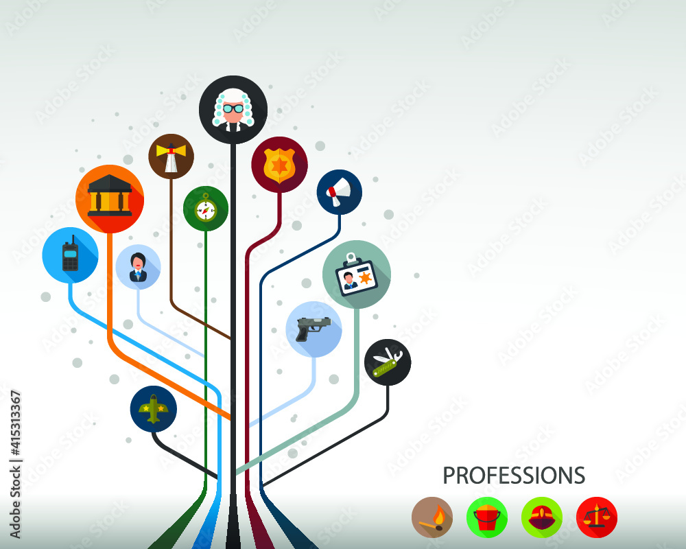 Obraz premium Professions flat icon concept. Vector illustration. Element template for design.