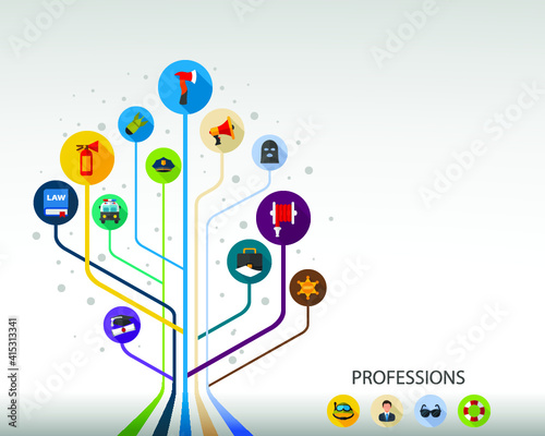 Professions flat icon concept. Vector illustration. Element template for design.
