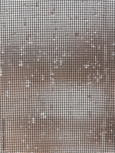 Raindrops on a mosquito net as a background.