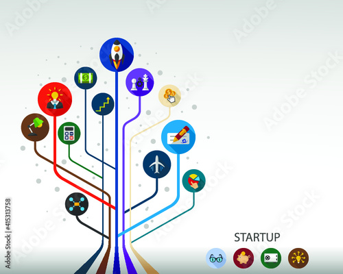 Startup flat icon concept. Vector illustration. Element template for design.
