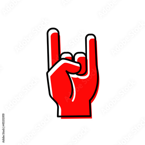 Hand that rocks finger. Linear style. Isolated on a white background. Vector graphics.