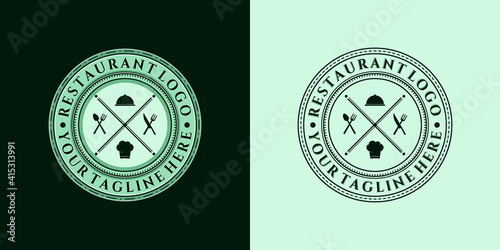 Restaurant or Cafe Line Art Modern Logo Vector Illustration Design. Restaurant or Cafe Exclusive Logo Design. Modern Vintage Reastaurant Logo Concept. Food Logo Design Inspiration