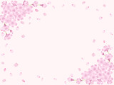 桜と花吹雪のフレーム－ピンクの背景

