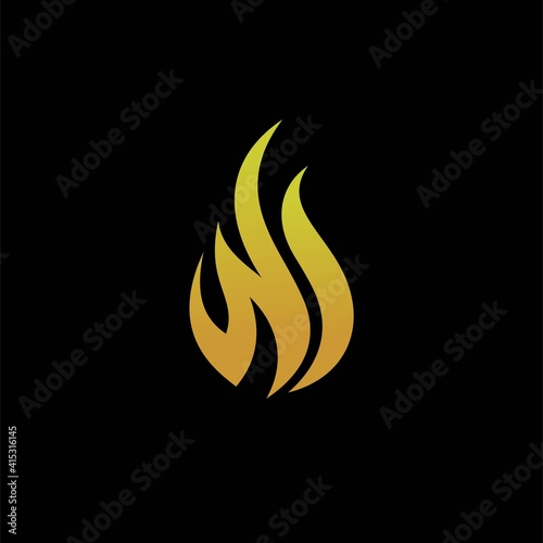 golden fire logo, letter W and letter I logo