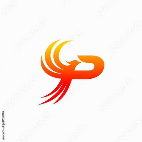letter P logo that formed phoenix bird